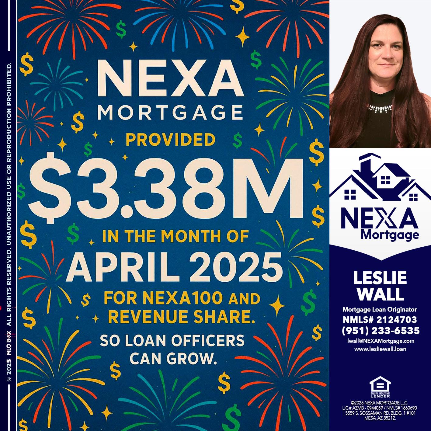 $3.38M - Leslie Wall -Mortgage Loan Originator