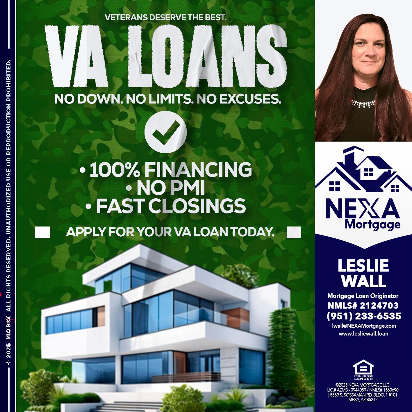 VA LOANS - Leslie Wall -Mortgage Loan Originator