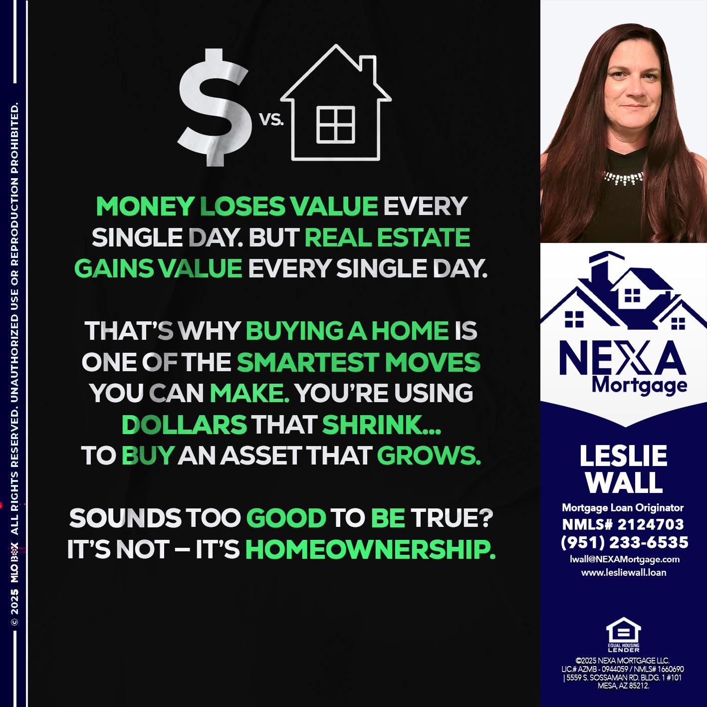MONEY LOSES VALUE - Leslie Wall -Mortgage Loan Originator