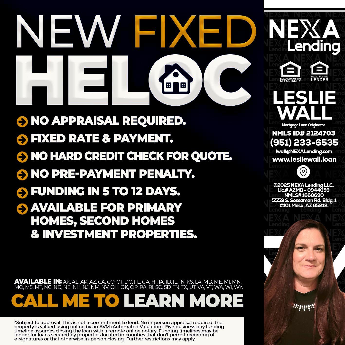 HELOC - Leslie Wall -Mortgage Loan Originator