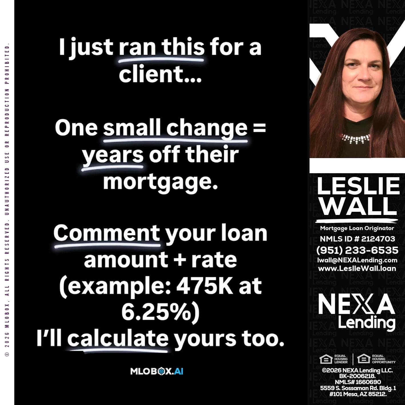 I JUST RAN - Leslie Wall -Mortgage Loan Originator