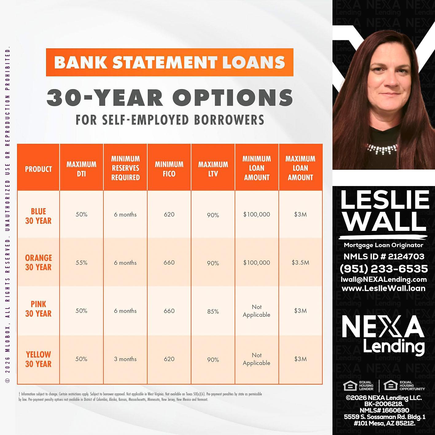 30 YEARS OPTIONS - Leslie Wall -Mortgage Loan Originator