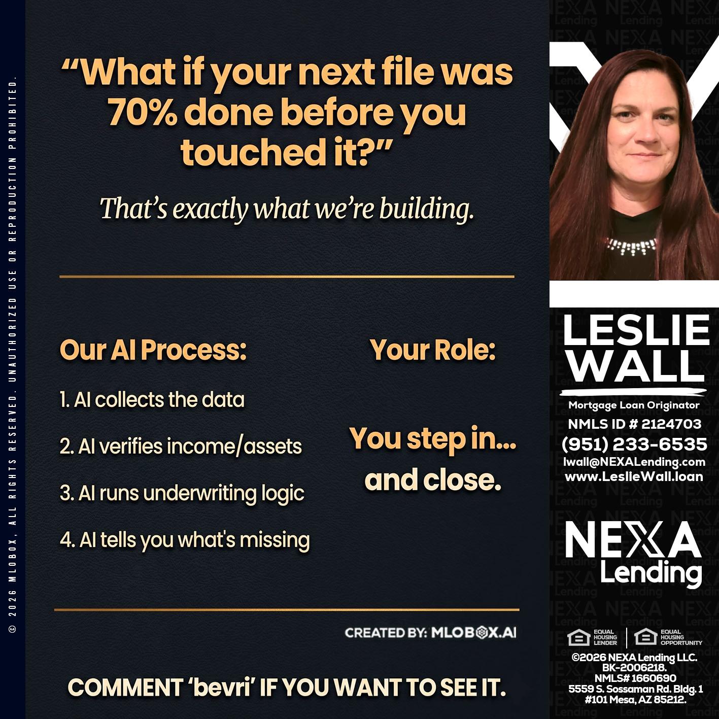 WHAT IF YOUR - Leslie Wall -Mortgage Loan Originator