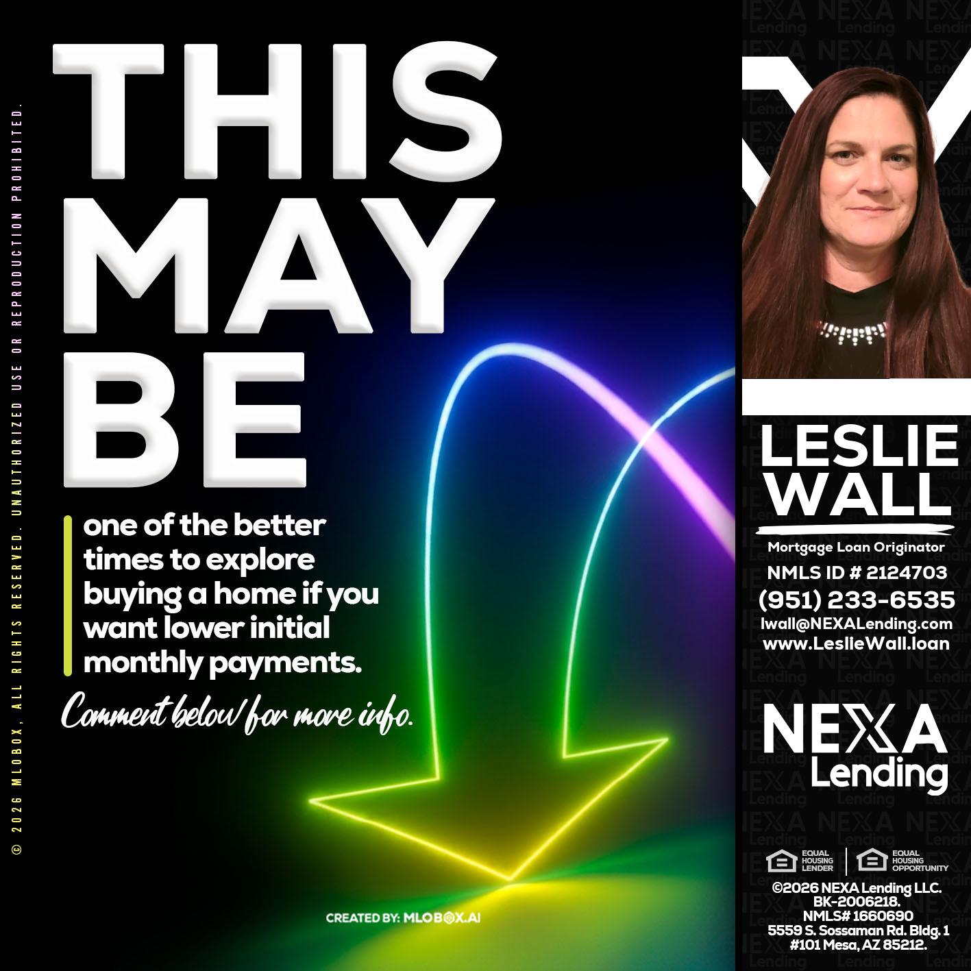 THIS MAY BE - Leslie Wall -Mortgage Loan Originator