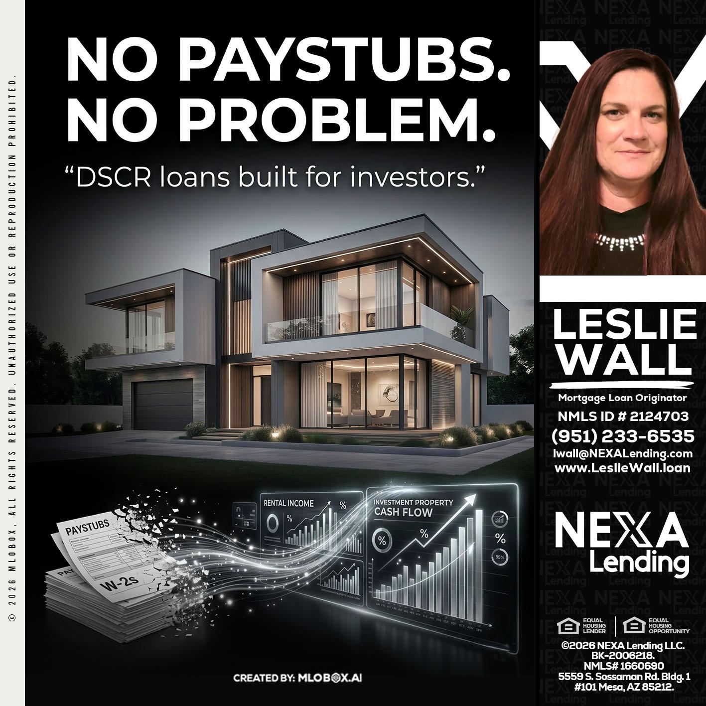 no paystub - Leslie Wall -Mortgage Loan Originator