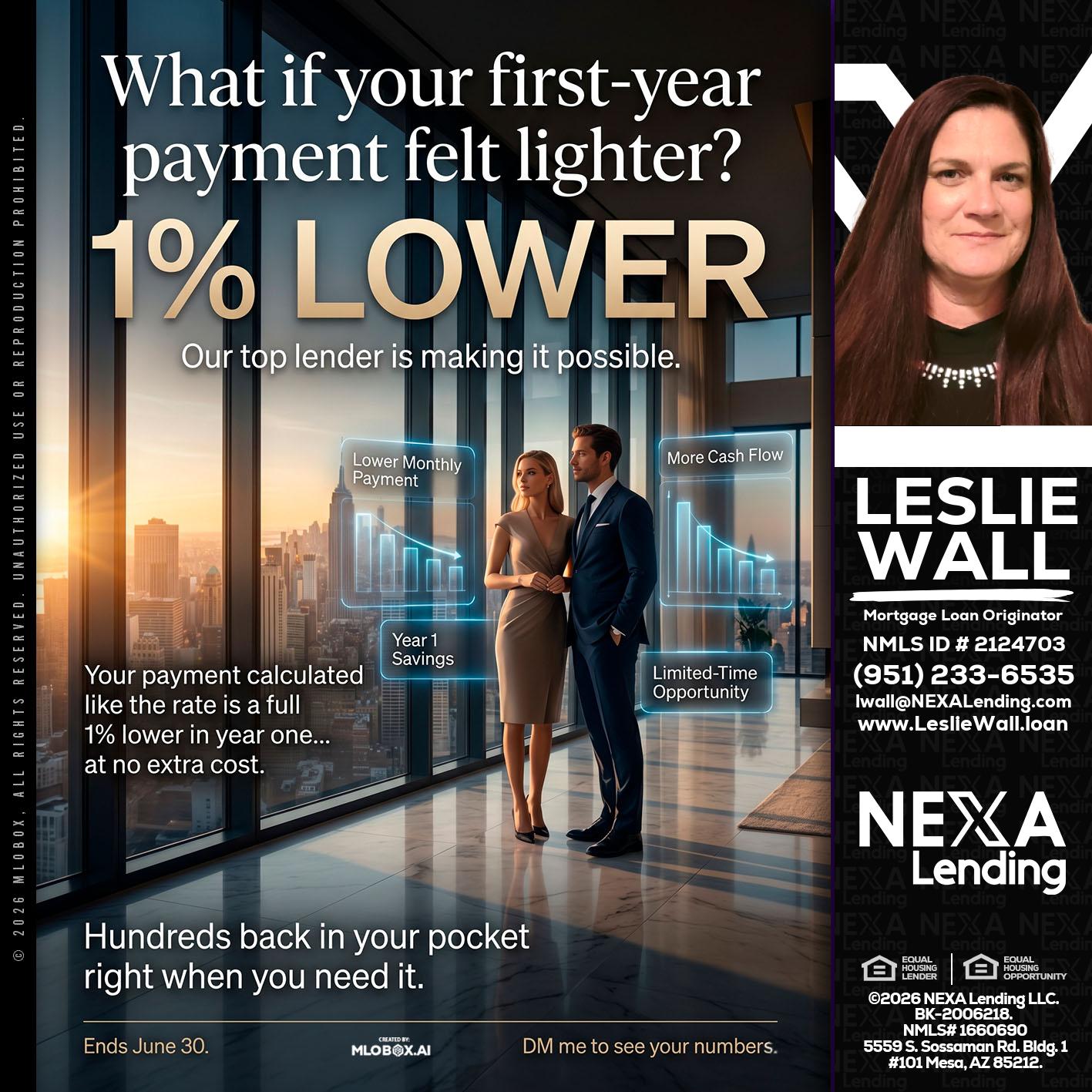 1% LOWER - Leslie Wall -Mortgage Loan Originator