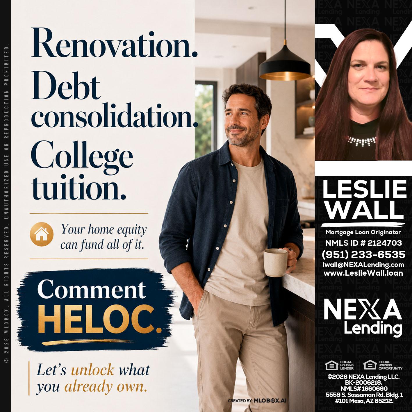 RENOVATION DEBT - Leslie Wall -Mortgage Loan Originator