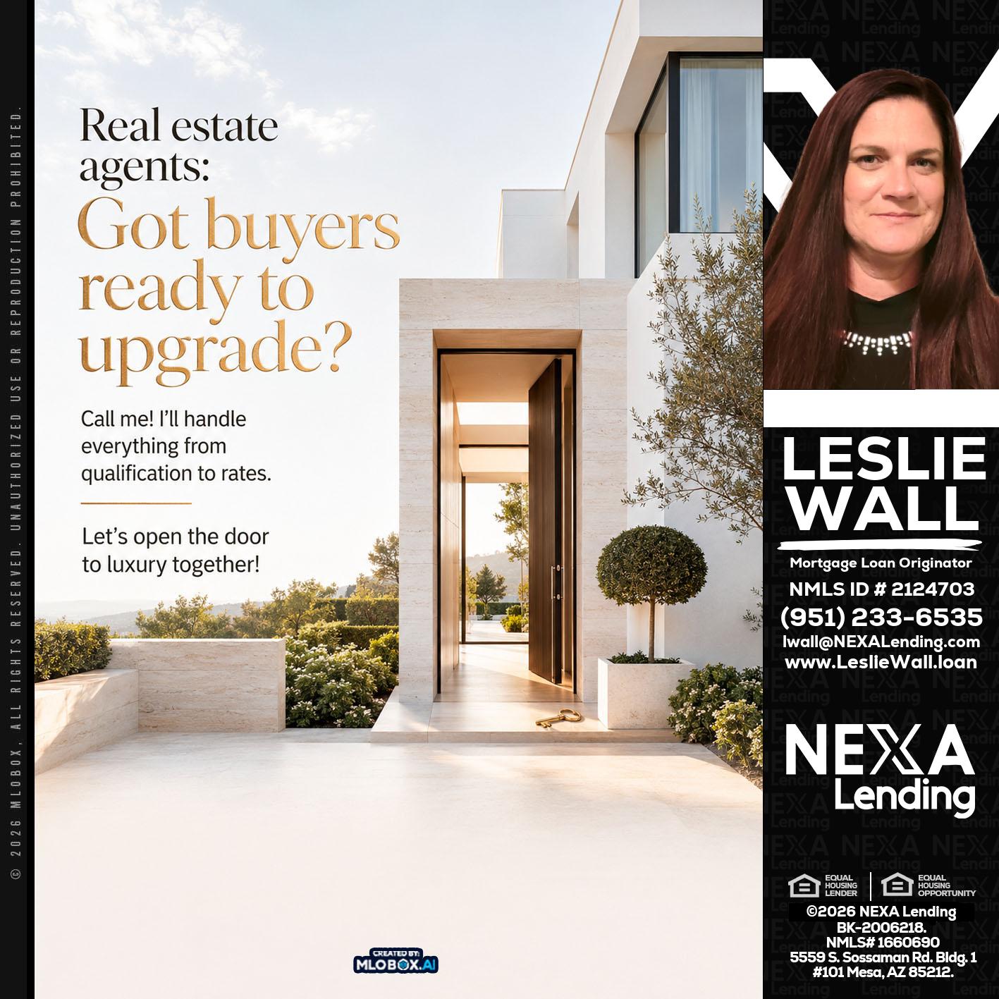 REAL ESTATE AGENTS - Leslie Wall -Mortgage Loan Originator