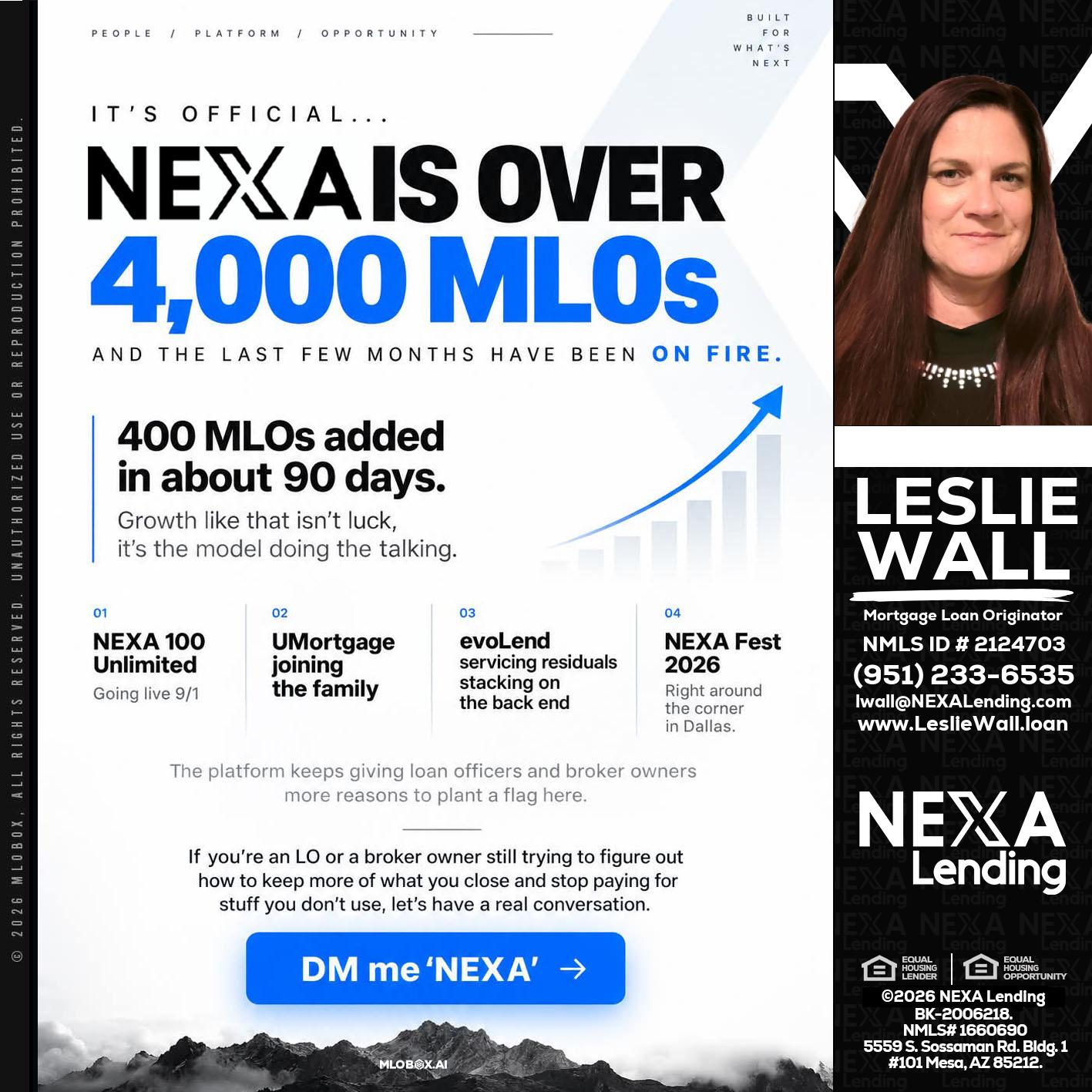 NEXA IS OVER 4000 MLOs - Leslie Wall -Mortgage Loan Originator